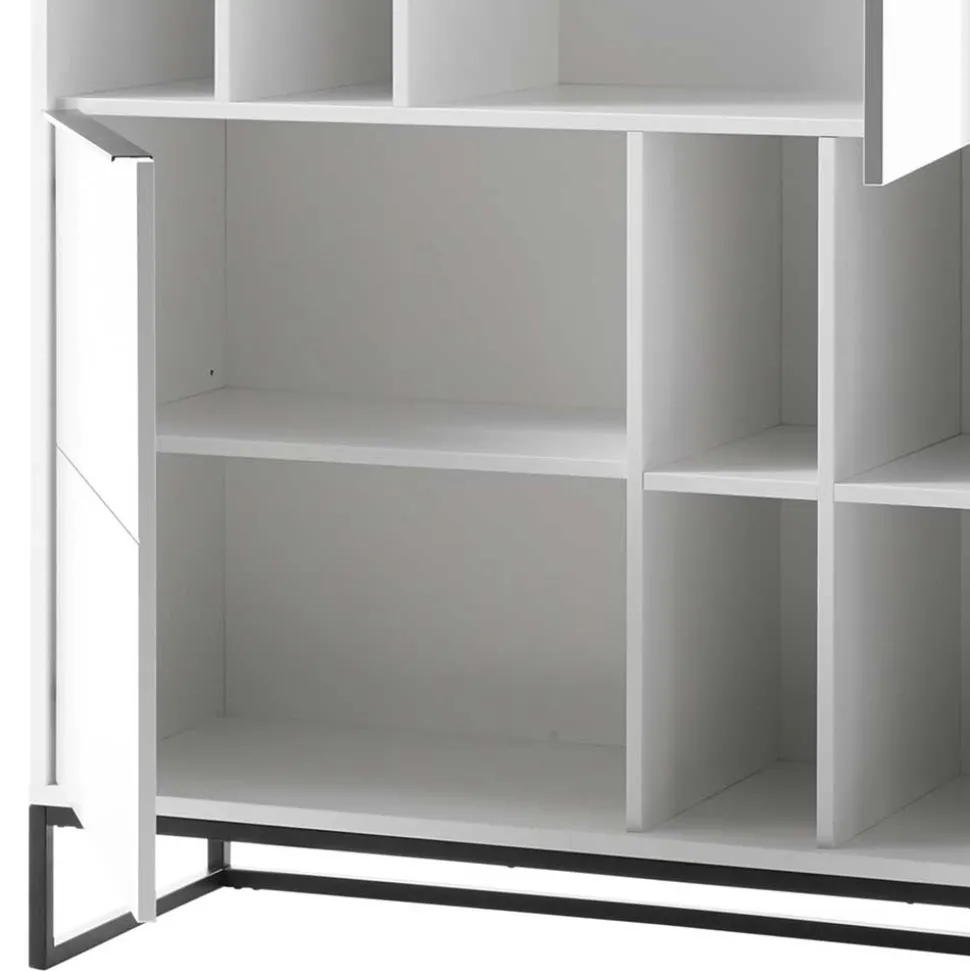 Weißes Highboard mit 8 Fächern & 2 Türen - Enkraja