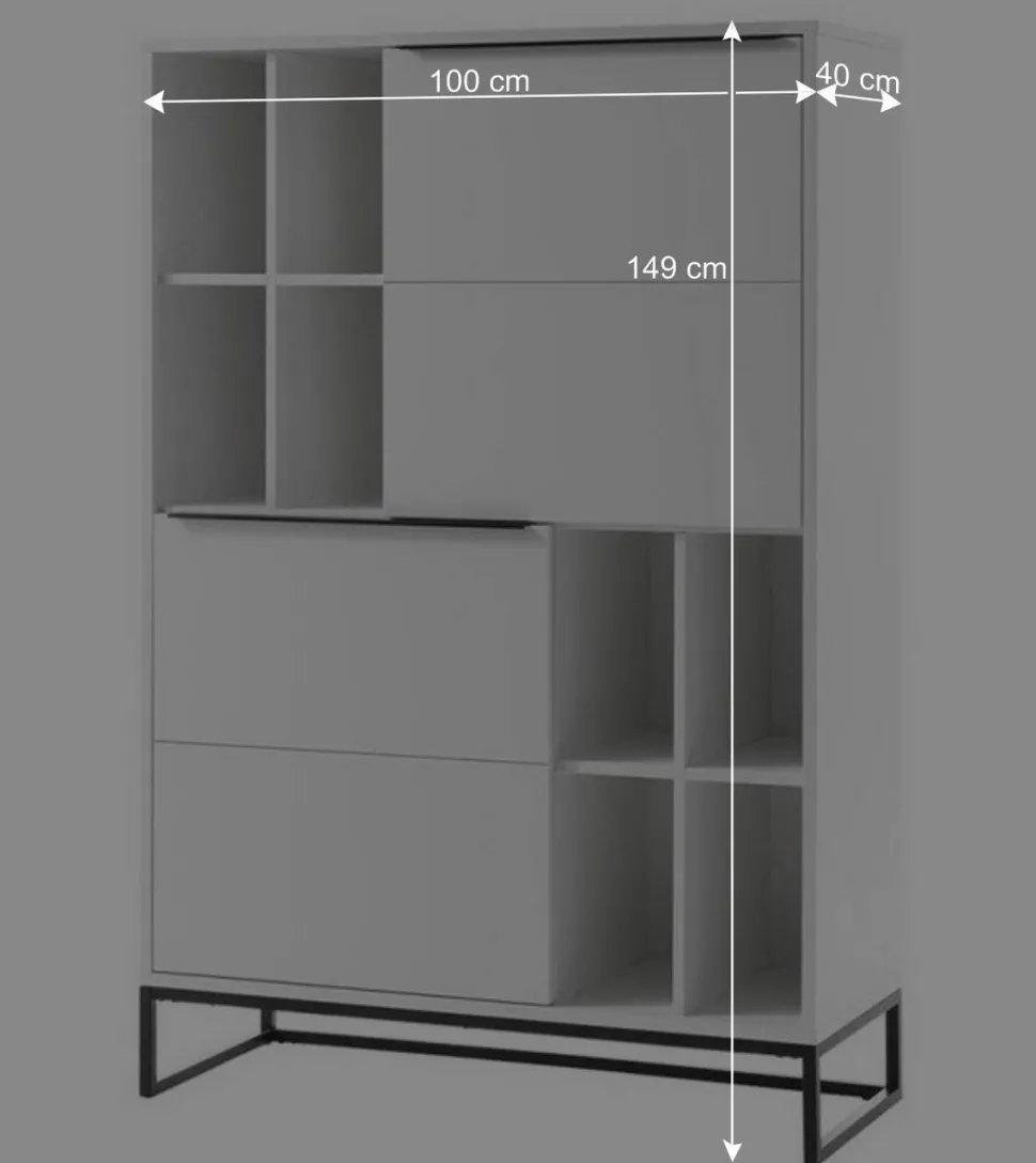 Weißes Highboard mit 8 Fächern & 2 Türen - Enkraja