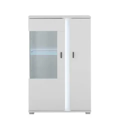 Weißes Highboard mit Glaseinsatz und LED Beleuchtung - Tirol