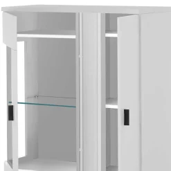 Weißes Highboard mit Glaseinsatz und LED Beleuchtung - Tirol