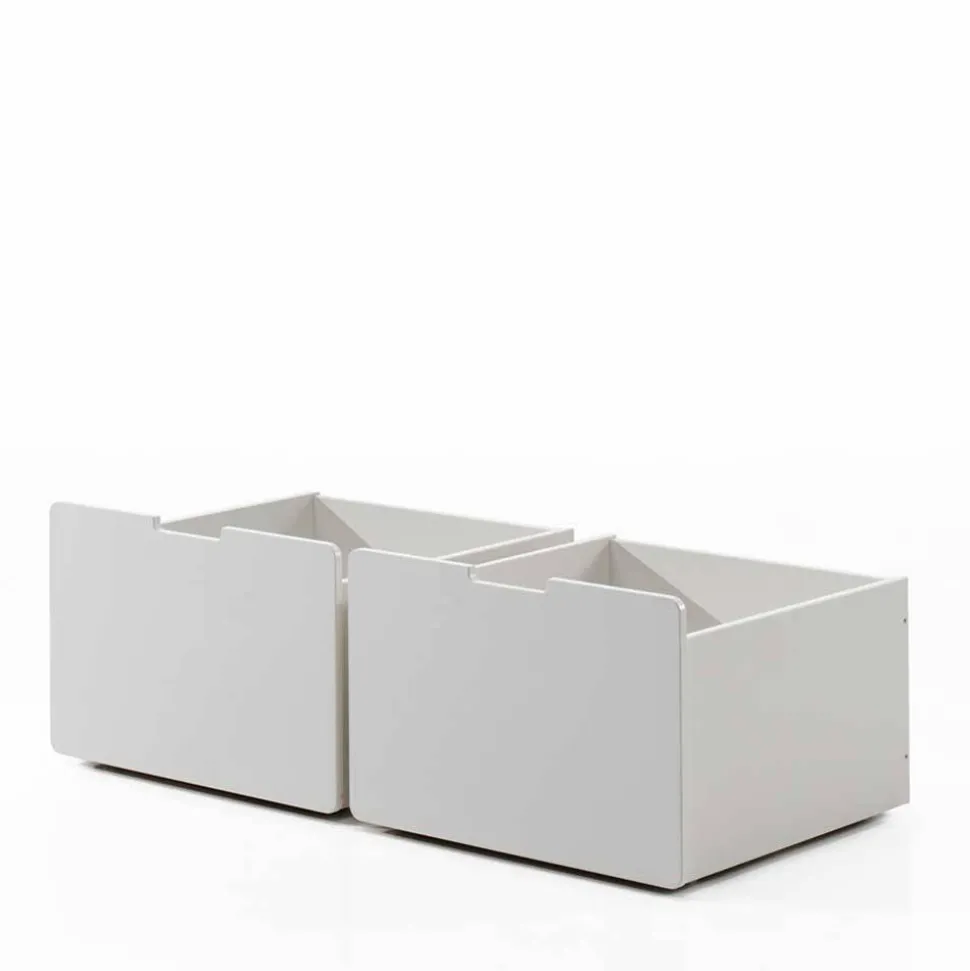 Weißes Hochbett mit Rutsche - nur 83 cm hoch - Kendalas