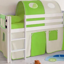 Weißes Hochbett mit Rutsche & Turm - Fegura