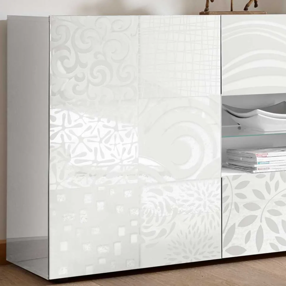 Weißes Hochglanz Sideboard 241 cm breit - Vascaub