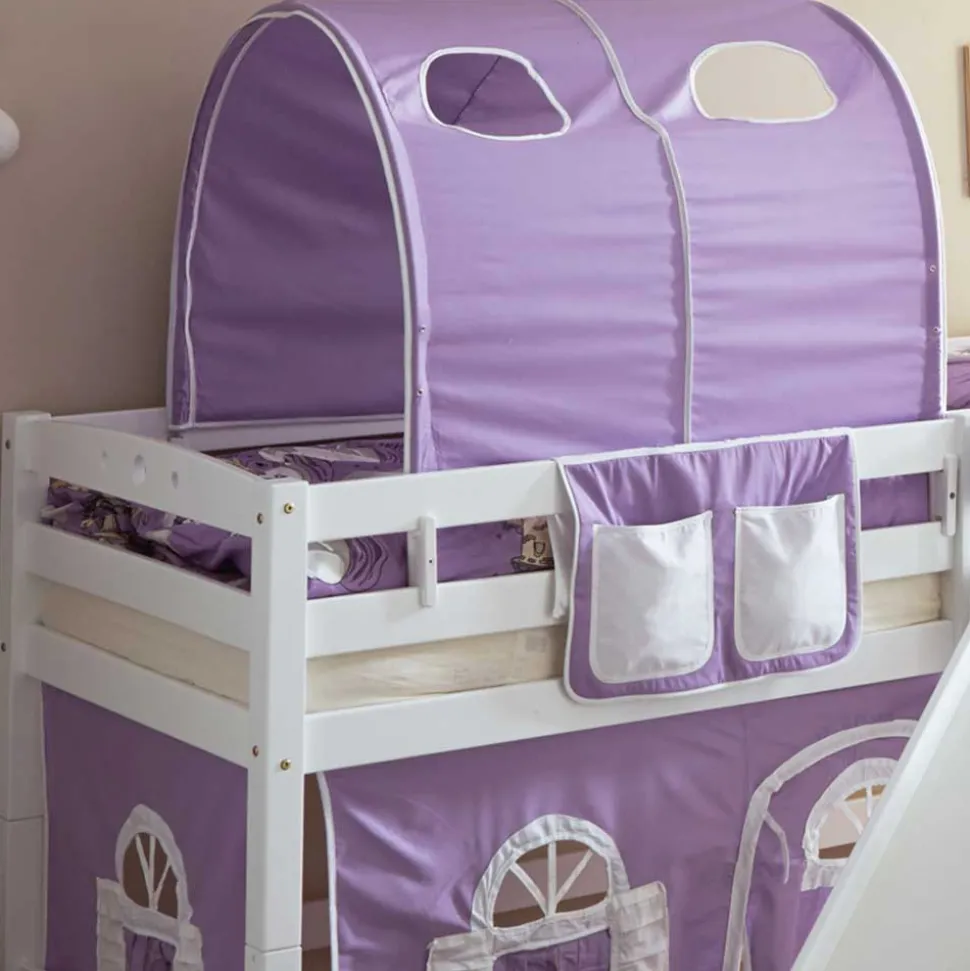 Weißes Holz-Hochbett für Kinder mit Rutsche - Nicrobar