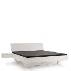 Weißes Kiefernholz-Bett mit Holzkufen - Ondeon