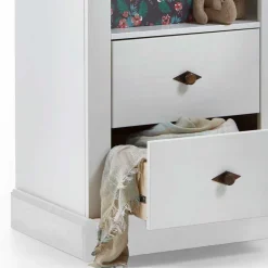 Weißes Kinder Standregal mit 2 Schubladen - Satumare