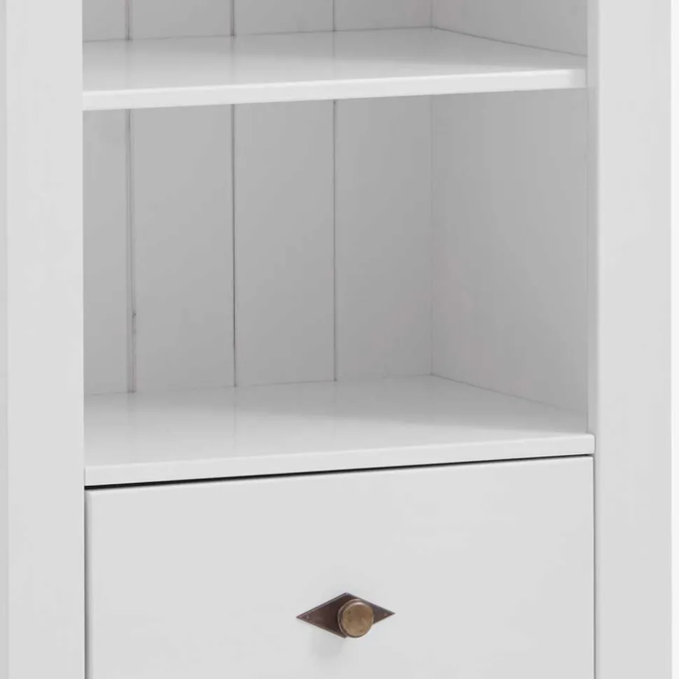 Weißes Kinder Standregal mit 2 Schubladen - Satumare