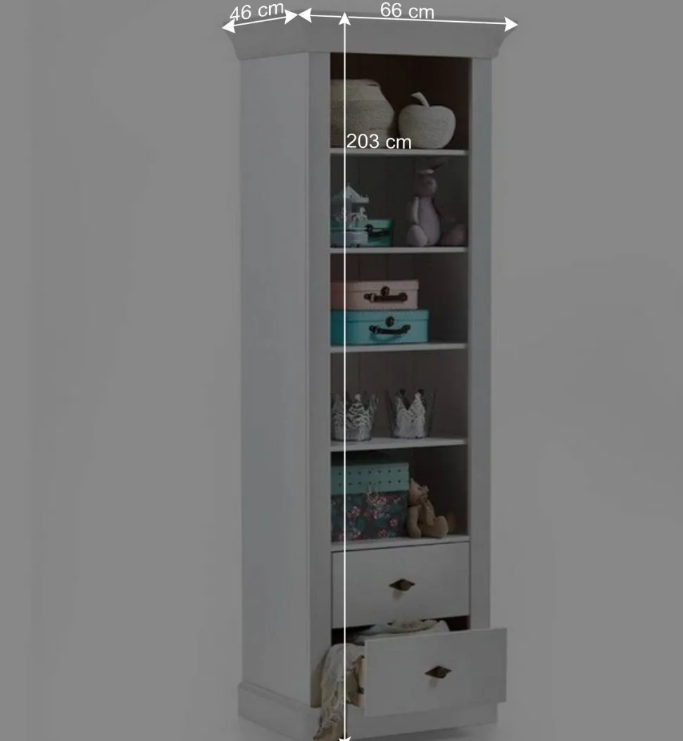 Weißes Kinder Standregal mit 2 Schubladen - Satumare