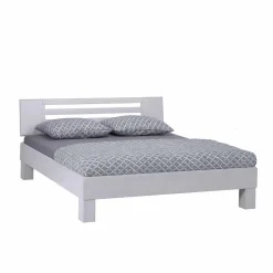 Weißes Massivholzbett Annabell mit Kopfteil