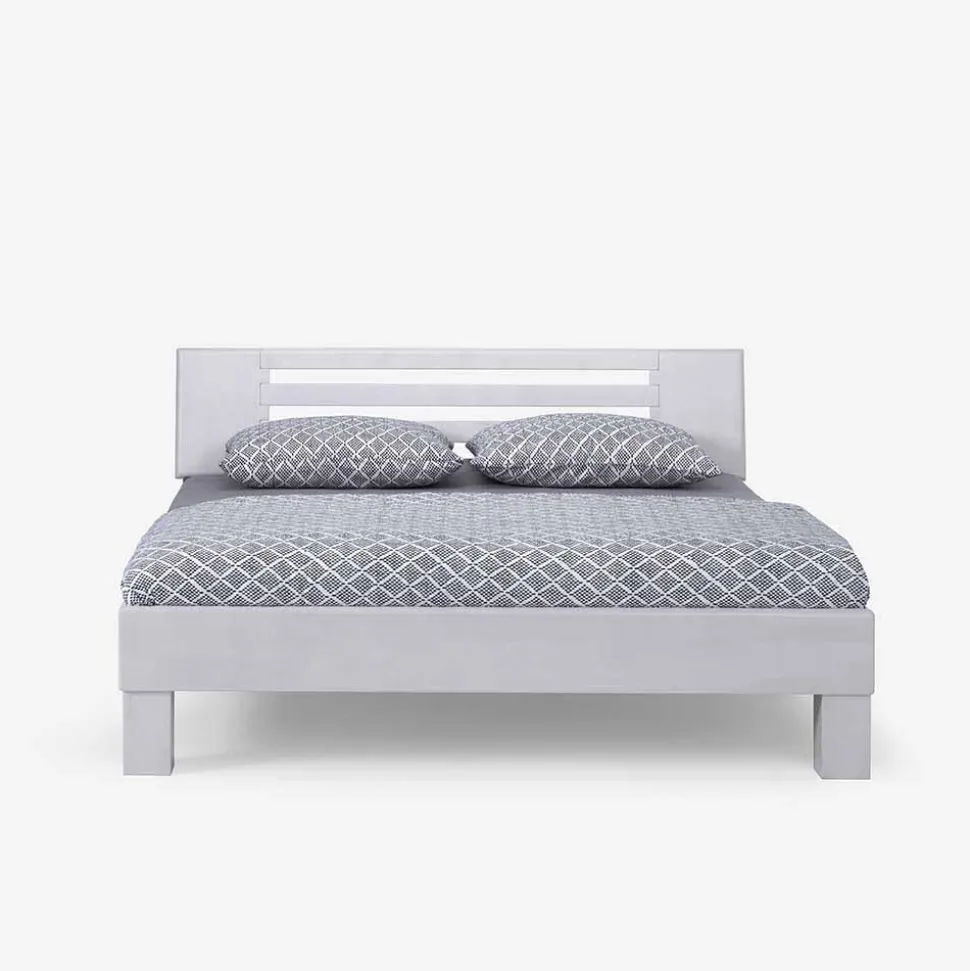 Weißes Massivholzbett Annabell mit Kopfteil