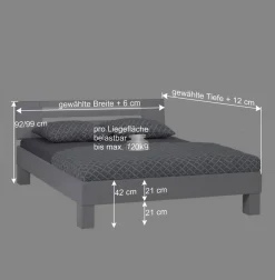 Weißes Massivholzbett Annabell mit Kopfteil