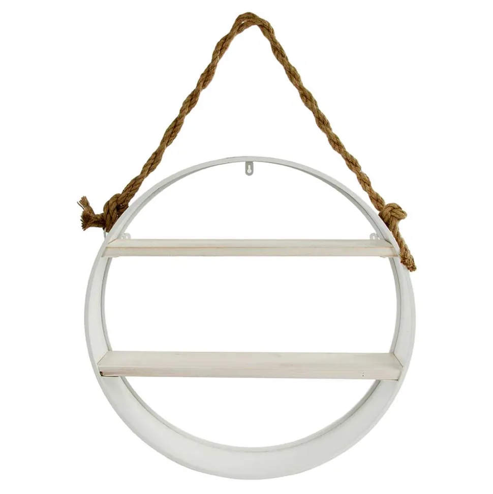 Weißes Regal in Rund mit Seil Aufhängung - Emzanua