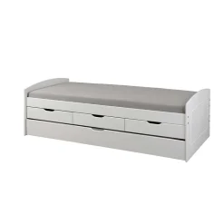 Weißes Schubkastenbett mit Ausziehbett - Becrux