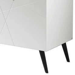 Weißes Sideboard mit Marmor Einsätzen Grau - Eleonora