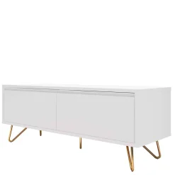 Weißes TV Lowboard mit Klappe & Schublade - Marmore