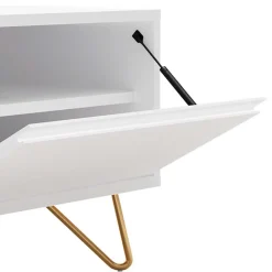 Weißes TV Lowboard mit Klappe & Schublade - Marmore