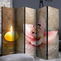 Wellness Motiv Paravent Orchidee & Kerze - London