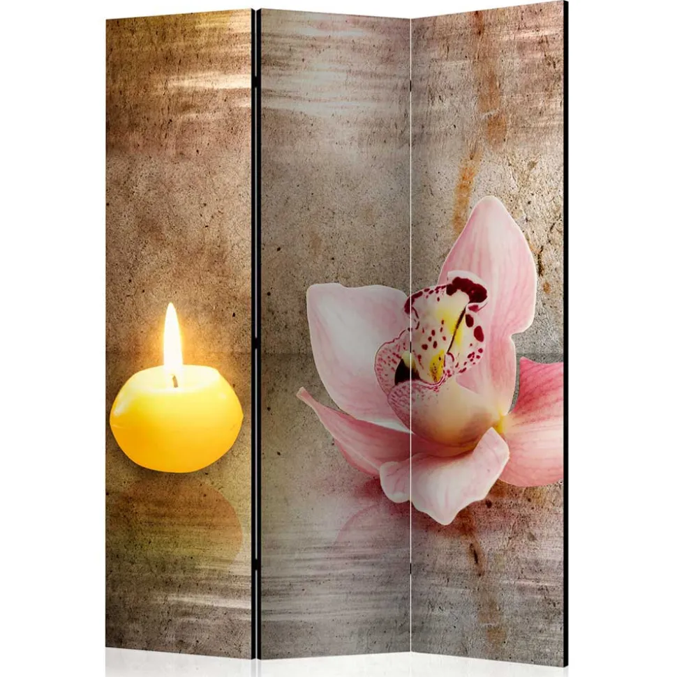 Wellness Motiv Paravent Orchidee & Kerze - London