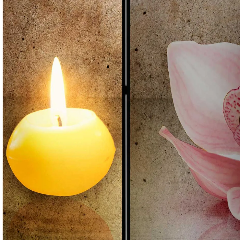 Wellness Motiv Paravent Orchidee & Kerze - London