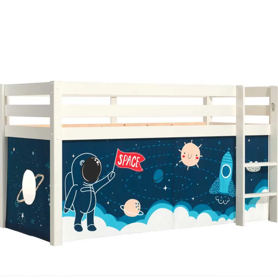 Weltall Spielbett Hochbett in Weiß - Obbo