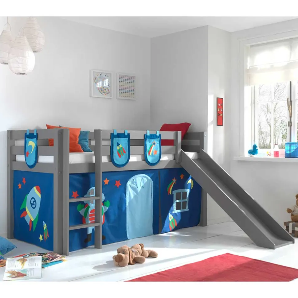 Weltraum Spielbett Hochbett in Grau - Wale