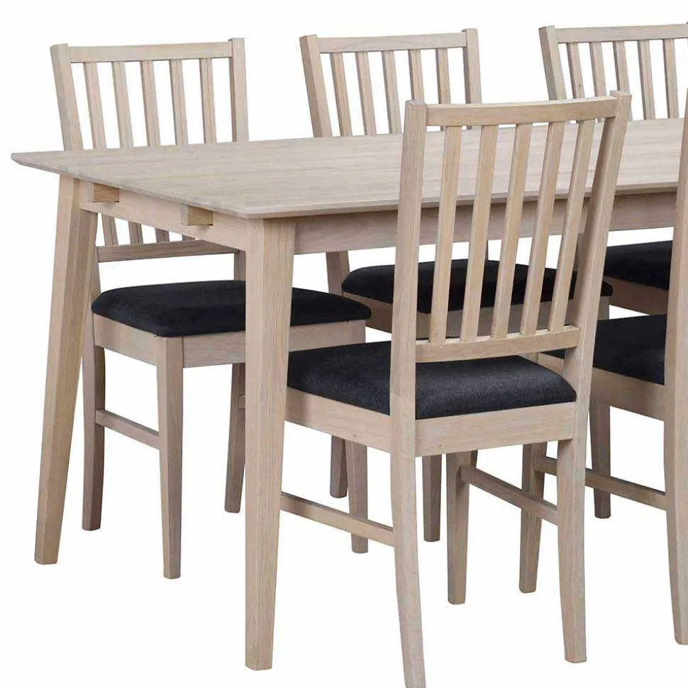 White Wash Essgruppe aus Eiche - Pessoa (siebenteilig)