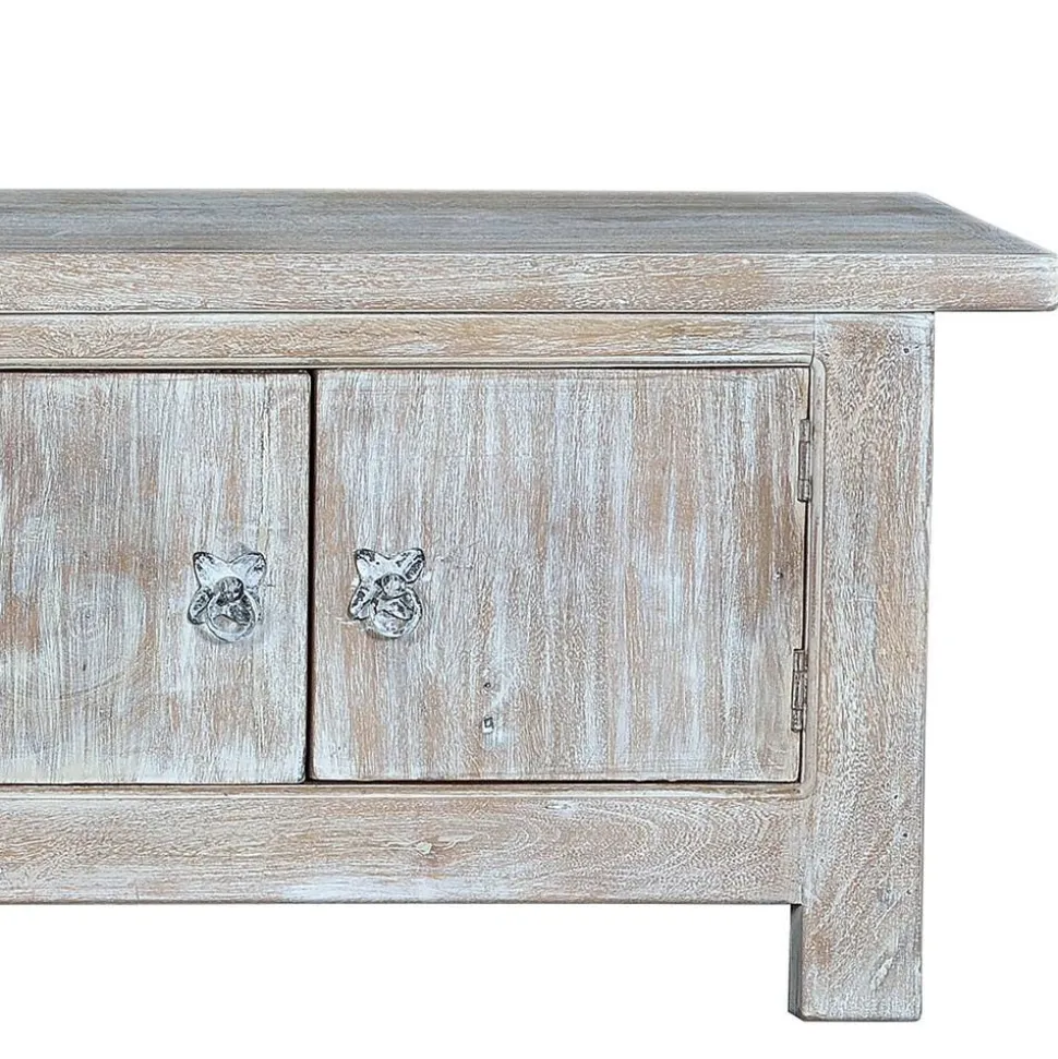 White Wash TV Lowboard - Shabby Chic - Catlony