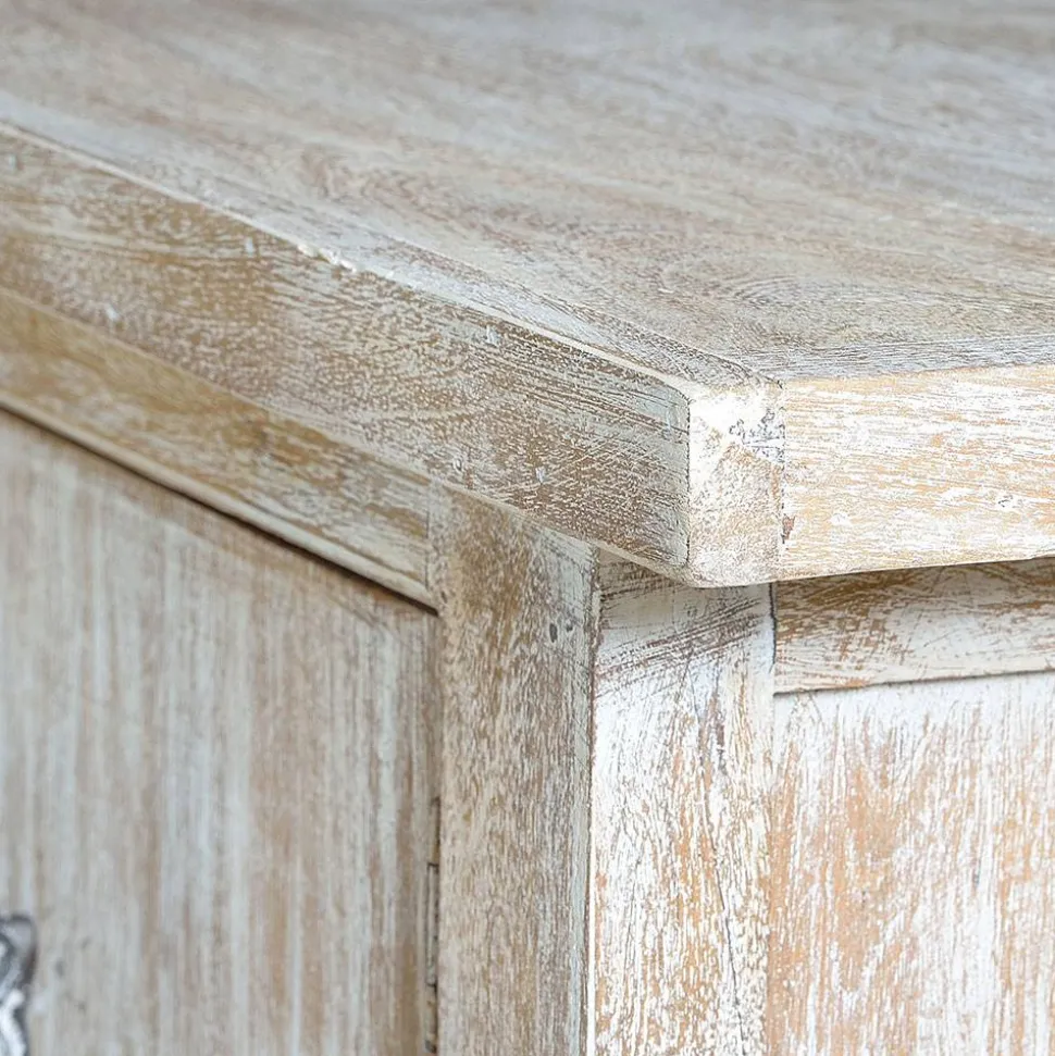 White Wash TV Lowboard - Shabby Chic - Catlony