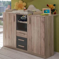 Wickelkommode in Eiche San Remo & Dunkelgrau - Jilamenda