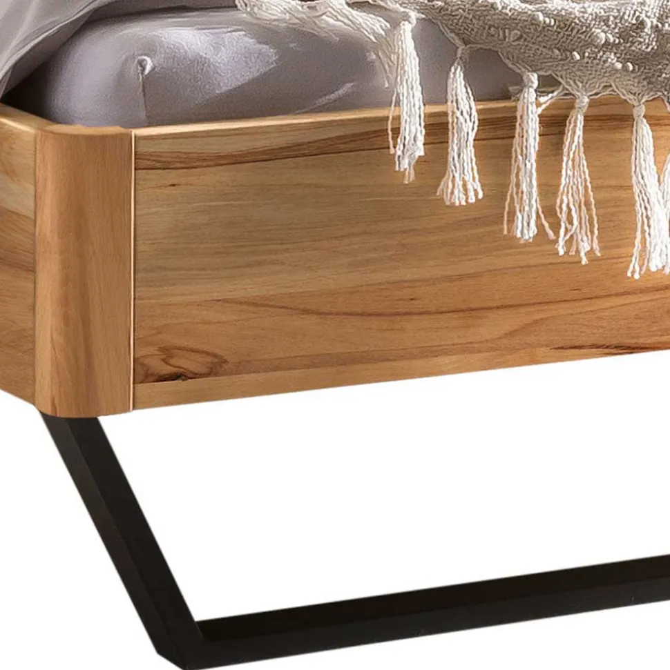 Wildbuche Bett mit Metallkufen in Anthrazit - Plestna