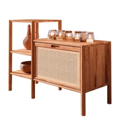 Wildbuche Regal mit Klappfach Wiener Geflecht - Indrya