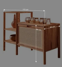 Wildbuche Regal mit Klappfach Wiener Geflecht - Indrya