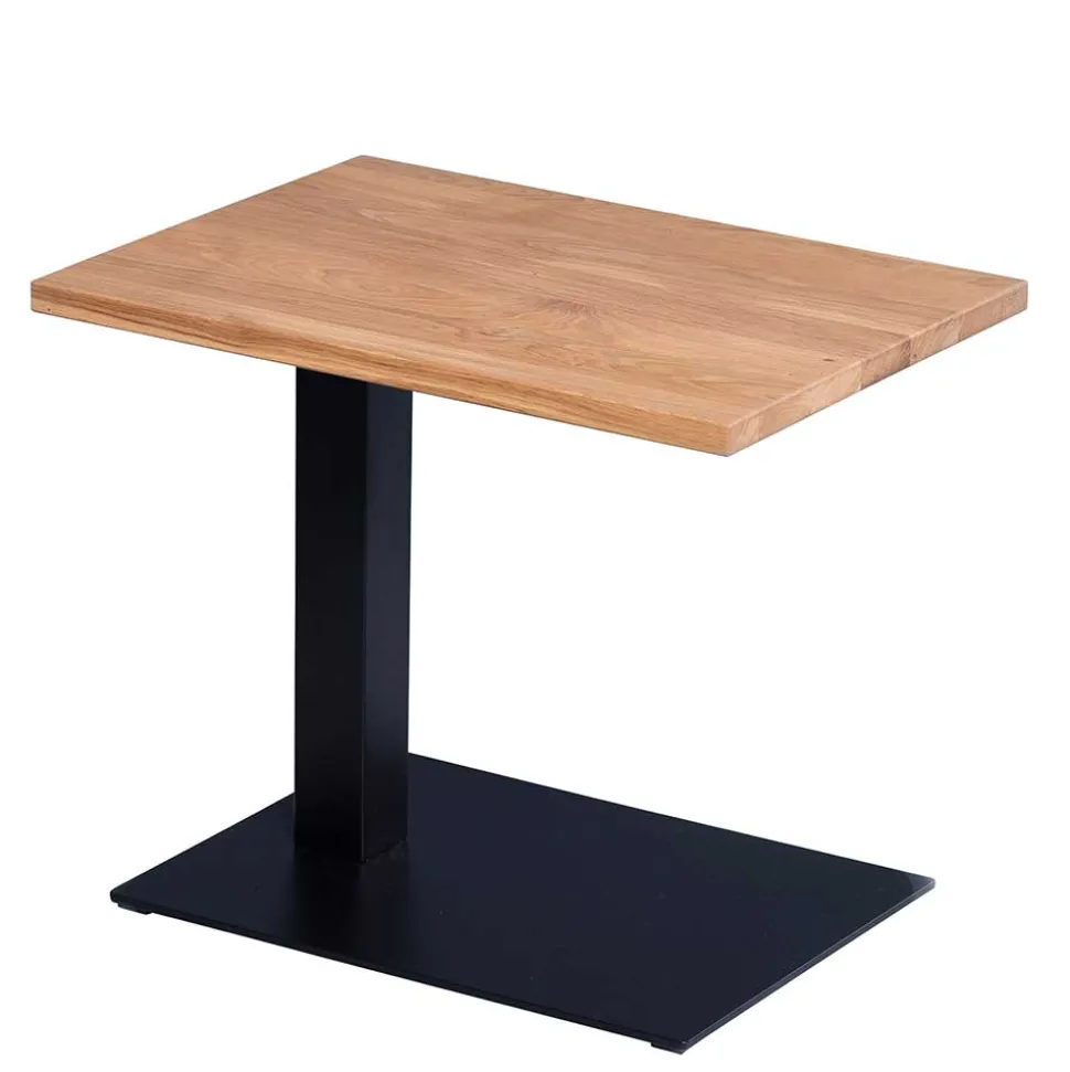 Wildeiche Anstelltisch auf Säulengestell - Gamyna