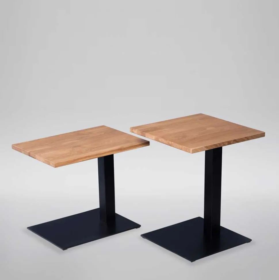 Wildeiche Anstelltisch auf Säulengestell - Gamyna