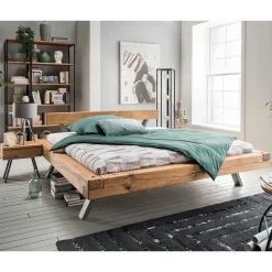 Wildeiche Balkenbett Set 4 Größen - Chaya (dreiteilig)