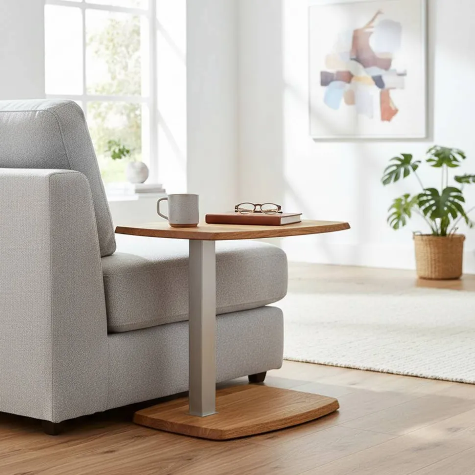 Wildeiche Beistelltisch auf Rollen - Jelka