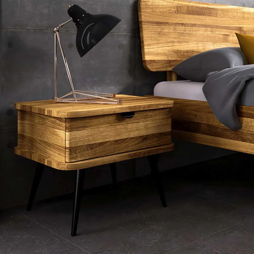 Wildeiche Bett mit Holzkopfteil - Casarius