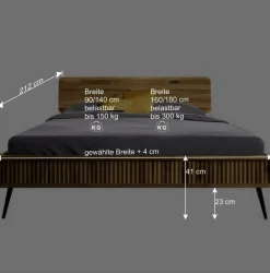 Wildeiche Bett mit Holzkopfteil - Casarius