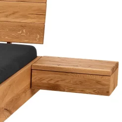 Wildeiche Bett mit Metallkufen in Schwarzgrau - Tomya