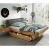 Wildeiche Bett mit Schubkasten Set - Zennian (dreiteilig)
