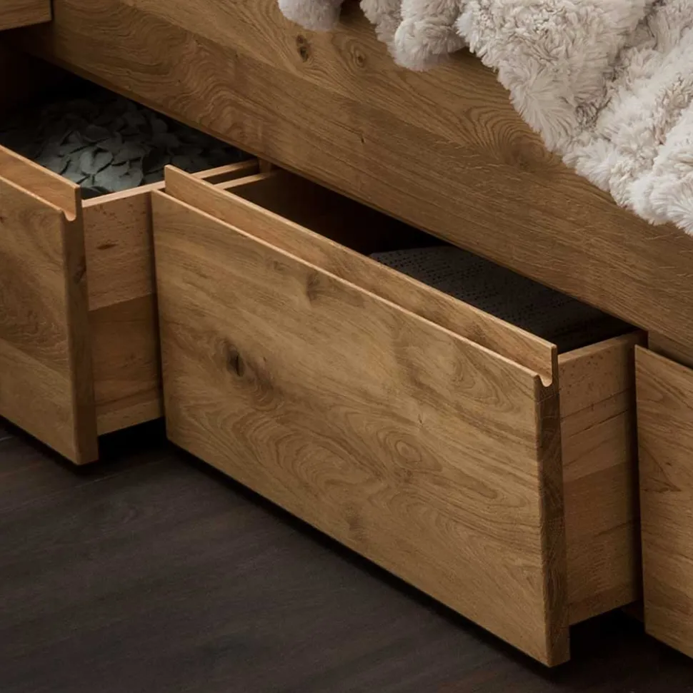 Wildeiche Bettanlage mit Stauraum - Zennian (dreiteilig)