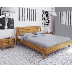 Wildeiche Bettgestell mit Überlänge 210 cm - Hardus (dreiteilig)