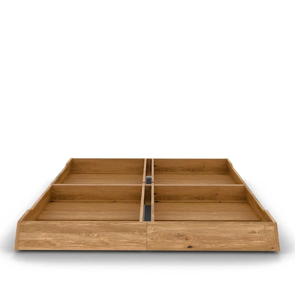Wildeiche Bettgestell mit Holzkopfteil - Lugos