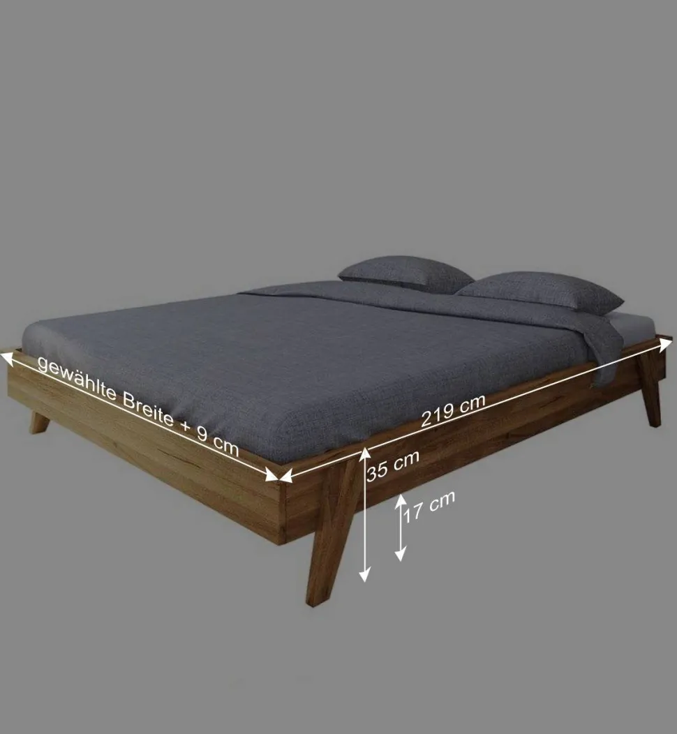 Wildeiche Bettgestell ohne Kopfteil in 210 cm - Hardus