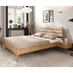 Wildeiche Designbett mit Nachtkonsolen - Dominus (dreiteilig)