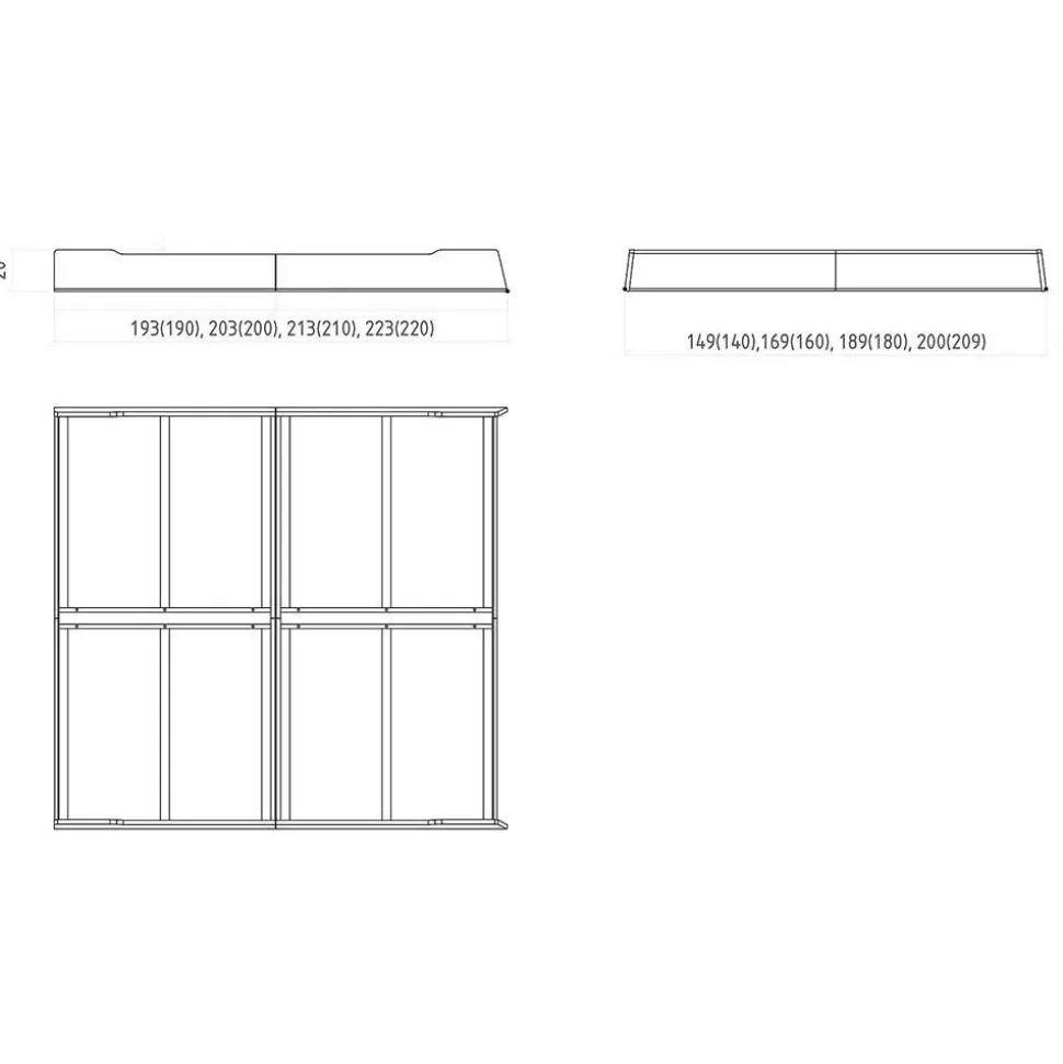 Wildeiche Designbett mit Nachtkonsolen - Dominus (dreiteilig)