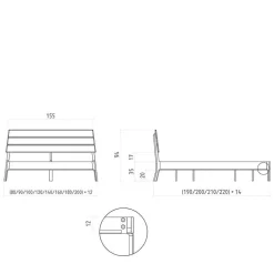 Wildeiche Designerbett 140x200 cm - Donlazi