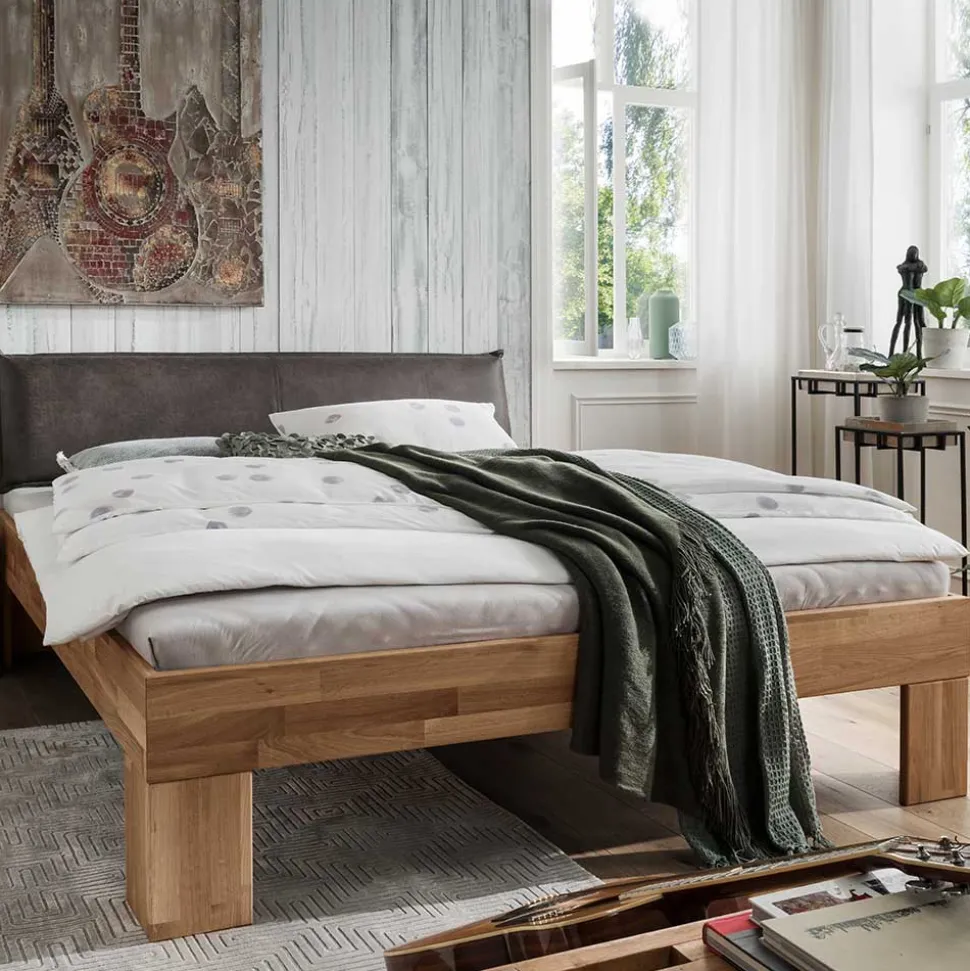 Wildeiche Doppelbett mit Polsterkopfteil - Esvilda