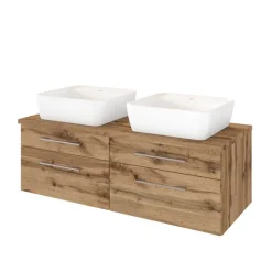 Wildeiche Doppelwaschtisch komplett - Userina II