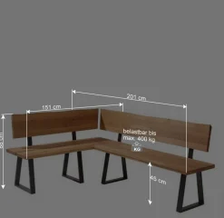 Wildeiche Eckbank mit Bügelgestell - Sympatia